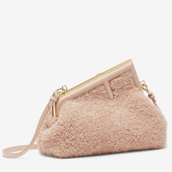 Fendi Small First Bag In Pink Wool Sheepskin  TDBS25714