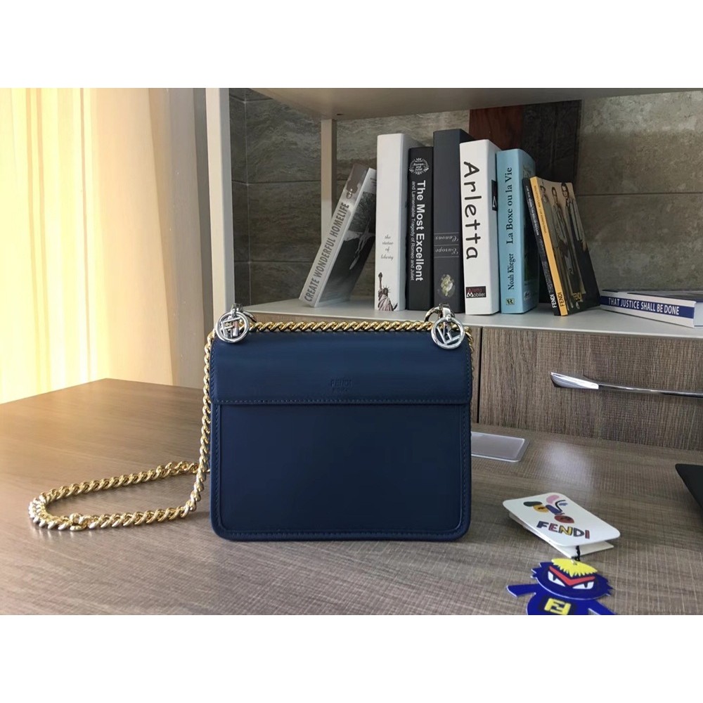 Fendi Small Kan I F Bag In Blue Calfskin TDBS25757