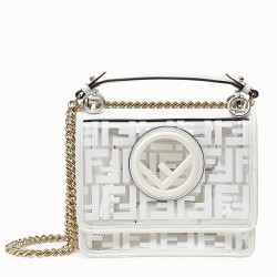 Fendi Small Kan I F Bag In White Transparent PU TDBS25758