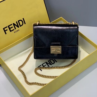 Fendi Small Kan U Bag In Black Glossy Lambskin TDBS25776