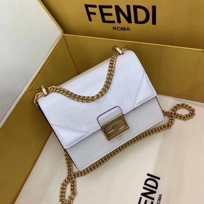 Fendi Small Kan U Bag In White Glossy Lambskin TDBS25782