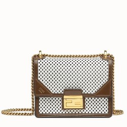 Fendi Small Kan U Bag In White Perforated Calf Leather TDBS25783