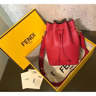 Fendi Small Mon Tresor Bucket Bag In Red Calfskin TDBS25940