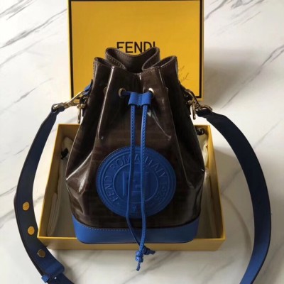 Fendi Small Mon Tresor Bucket Fabric Blue Bag TDBS25943