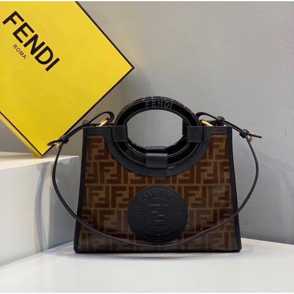 Fendi Small Runaway Shopper Bag In Brown Glazed Fabric TDBS25859