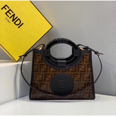 Fendi Small Runaway Shopper Bag In Brown Glazed Fabric TDBS25859