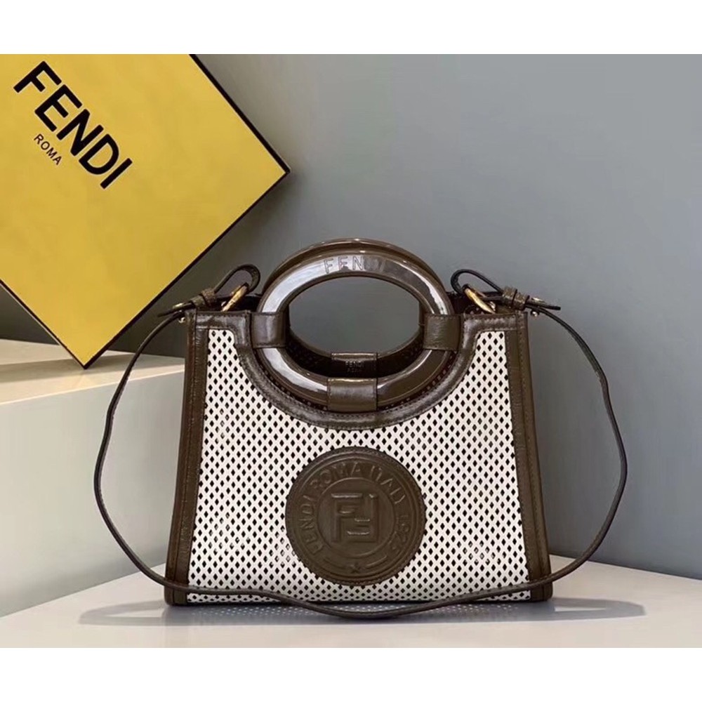 Fendi Small Runaway Shopper Bag In White Perforated Calfskin TDBS25860