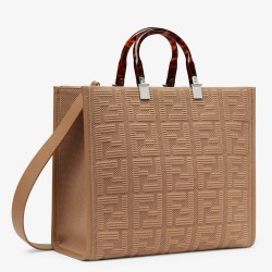 Fendi Sunshine Medium Shopper Bag In Beige FF Fabric TDBS25884