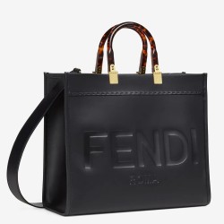 Fendi Sunshine Medium Shopper Bag In Black Calfskin TDBS25885