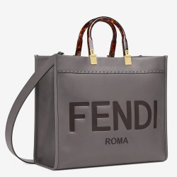 Fendi Sunshine Medium Shopper Bag In Grey Calfskin TDBS25888