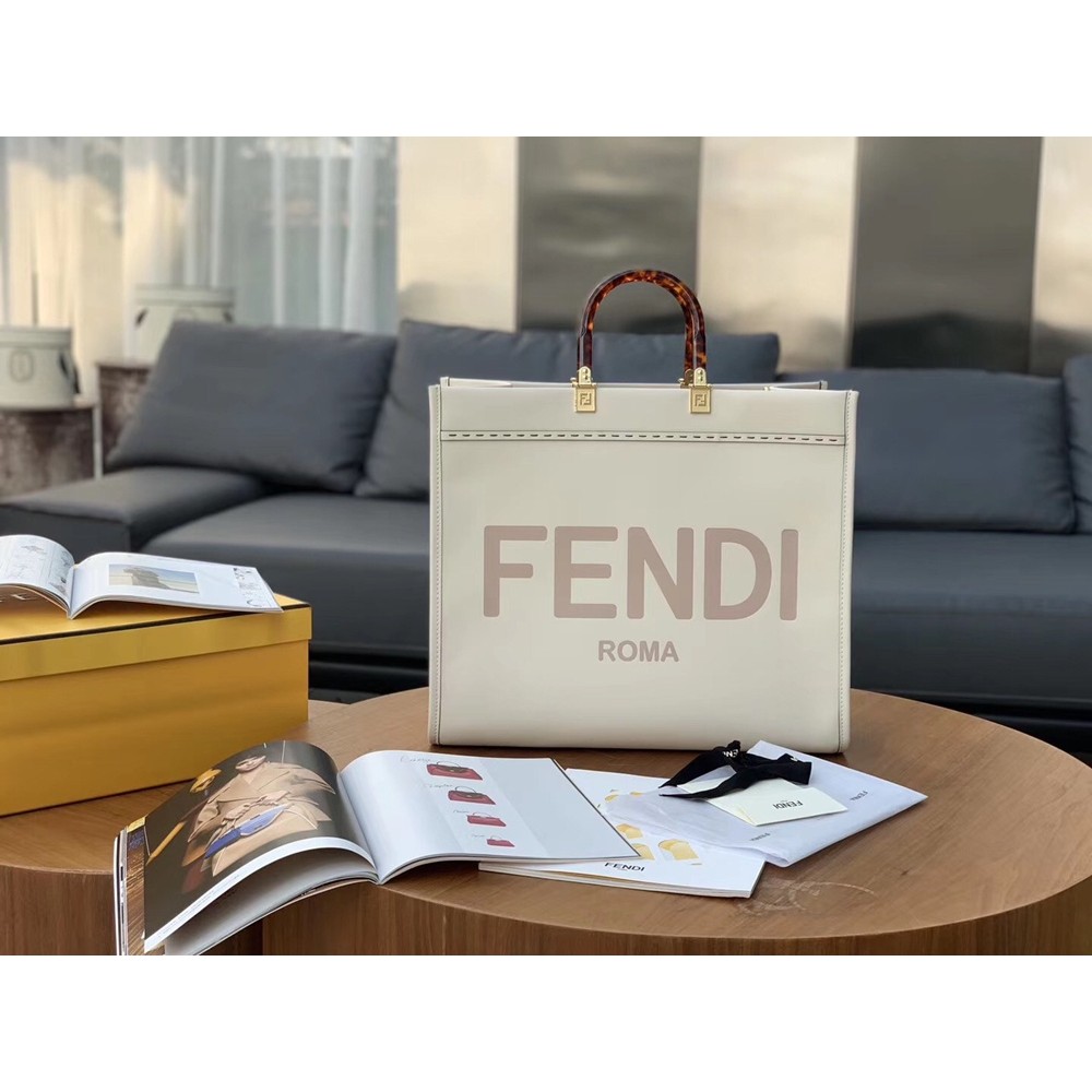 Fendi Sunshine Shopper Bag In White Calfskin TDBS25898