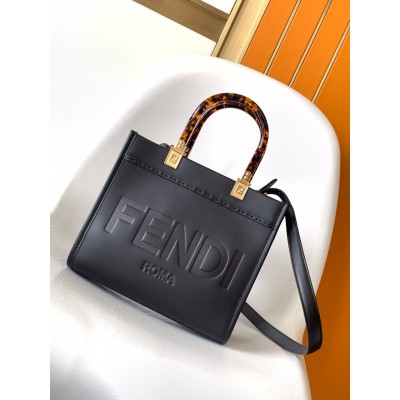 Fendi Sunshine Small Tote Bag In Black Calfskin TDBS25899