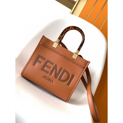 Fendi Sunshine Small Tote Bag In Brown Calfskin TDBS25900