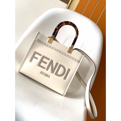 Fendi Sunshine Small Tote Bag In White Calfskin TDBS25902