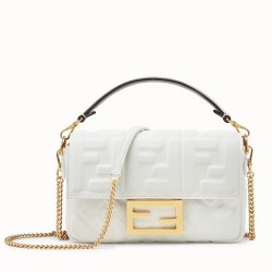 Fendi White FF Motif Mini Baguette Bag TDBS25647