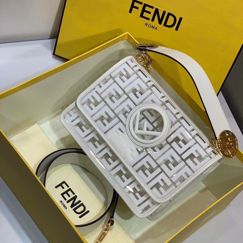 Fendi White Kan I F Bag In Transparent PU TDBS25759