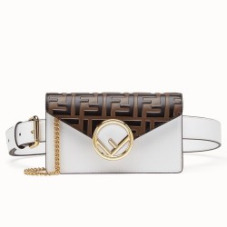 Fendi White Kan I F Belt Bag With FF Motif TDBS25657