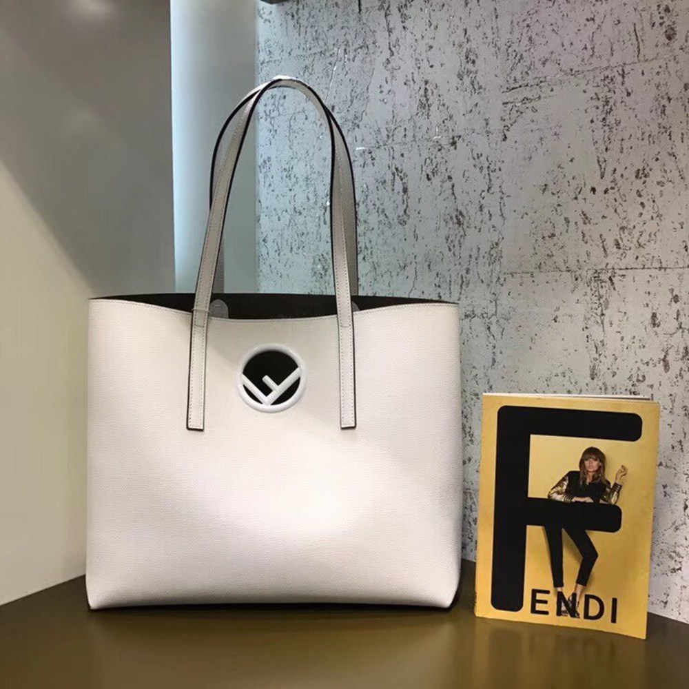 Fendi White Leather Logo Shopper Bag TDBS25880