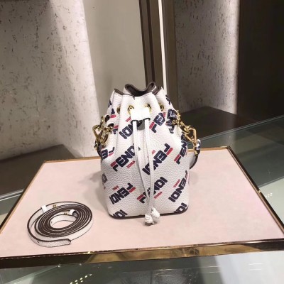 Fendi White Mon Tresor Mini Bucket Printed Bag TDBS25946