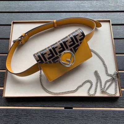 Fendi Yellow Kan I F Belt Bag With FF Motif TDBS25658