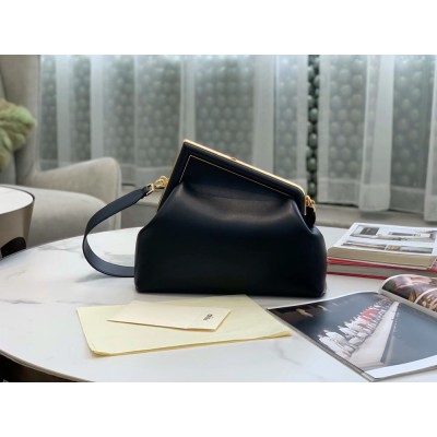 Fendi First Medium Bag In Black Nappa Leather