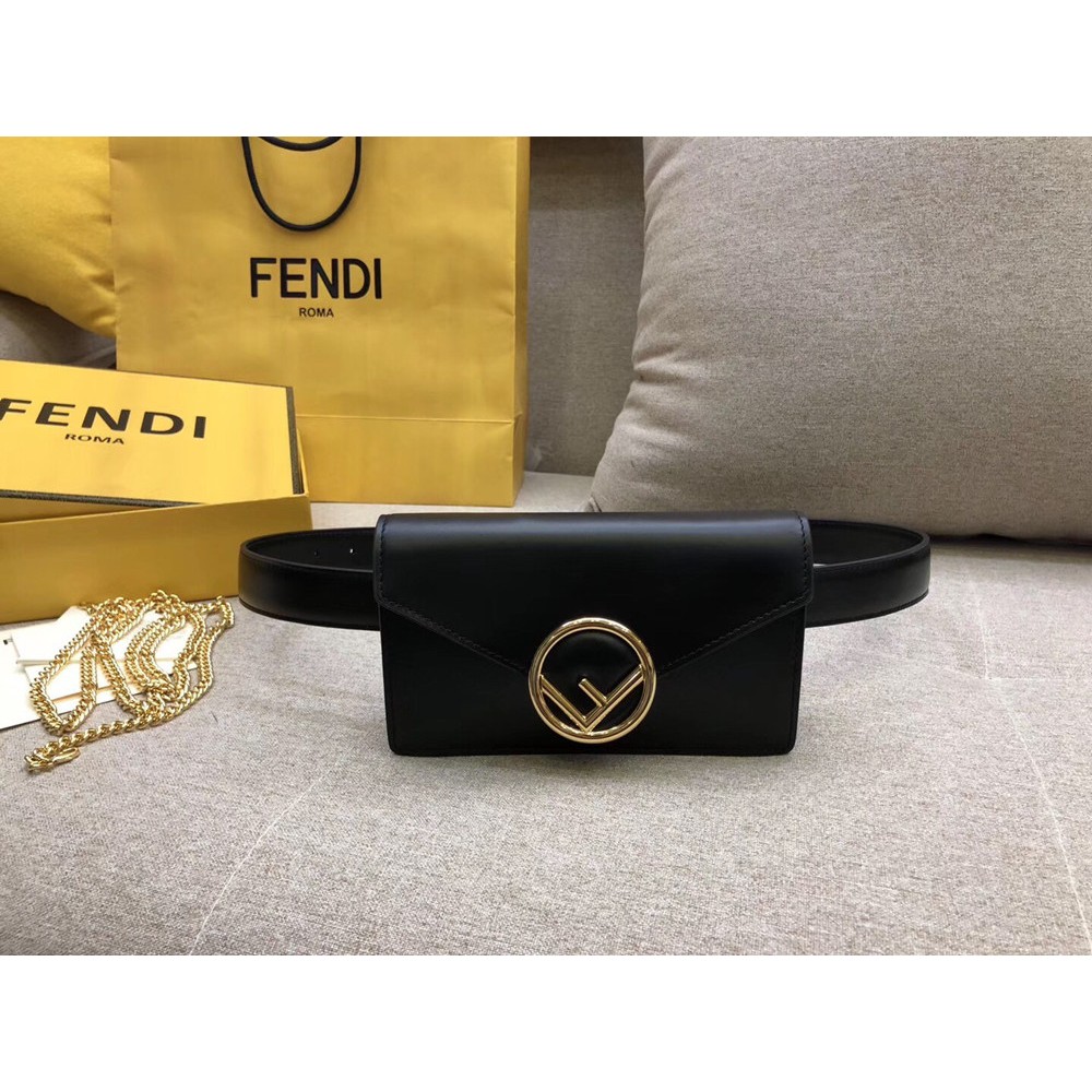 Fendi Kan I F Belt Bag In Black Calfskin