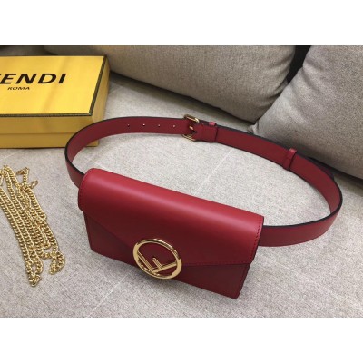 Fendi Kan I F Belt Bag In Red Calfskin