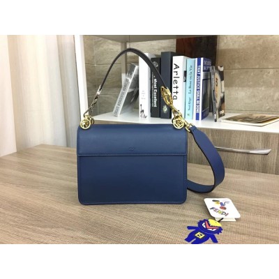 Fendi Kan I F Shoulder Bag In Blue Calfskin