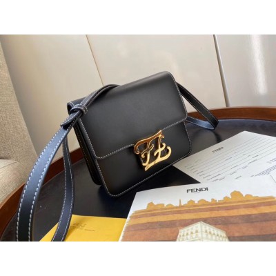 Fendi Karligraphy Bag In Black Calfskin Leather