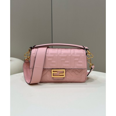 Fendi Medium Baguette Bag in Pink FF Nappa Leather