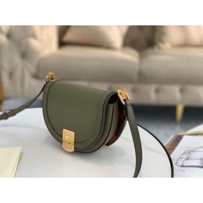 Fendi Moonlight Saddle Bag In Green Calfskin