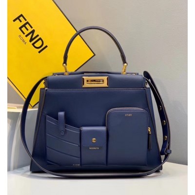 Fendi Peekaboo Pocket Medium Bag In Blue Calfskin