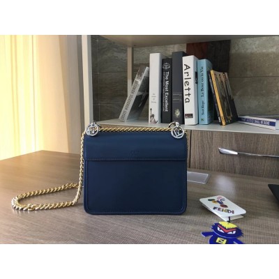 Fendi Small Kan I F Bag In Blue Calfskin