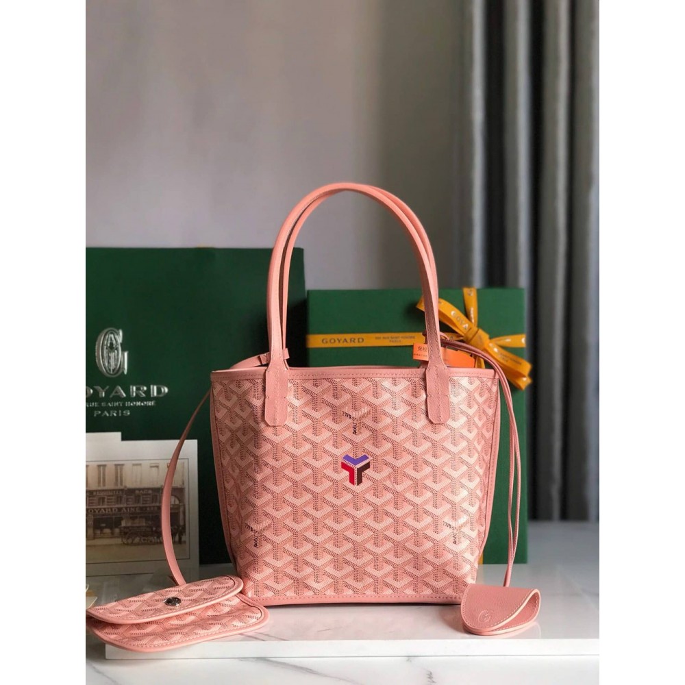 Goyard Anjou Mini Limited Edition Three-Color Y-Shaped Letters Painted Pink