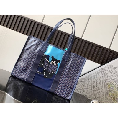 Goyard Villette MM Tote Bag Navy Blue