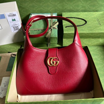 Gucci Aphrodite Medium Shoulder Bag in Red Leather