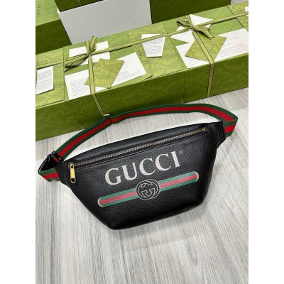 Gucci Belt Bag in Black Print Leather