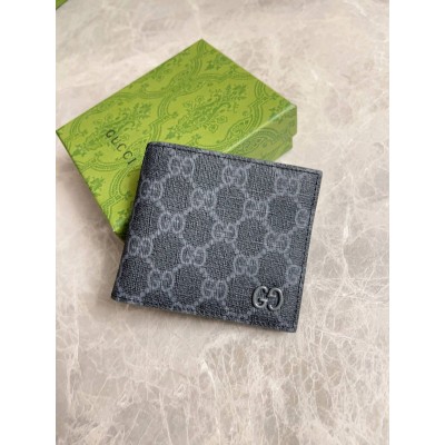 Gucci Bi-fold Wallet in Black Supreme Canvas with Grey Interior