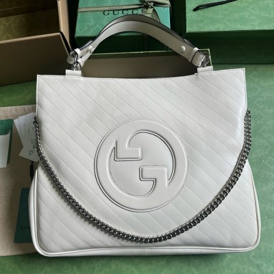 Gucci Blondie Medium Tote Bag in White Calfskin