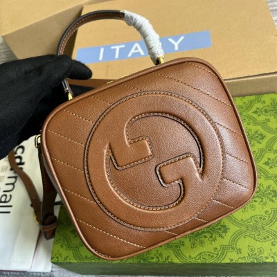 Gucci Blondie Mini Top Handle Bag in Brown Leather