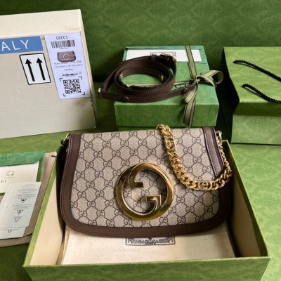 Gucci Blondie Small Shoulder Bag in Beige GG Supreme Canvas