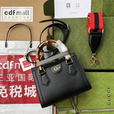 Gucci Diana Mini Tote Bag in Black Calfskin