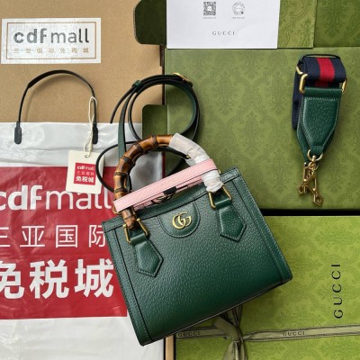 Gucci Diana Mini Tote Bag in Green Calfskin