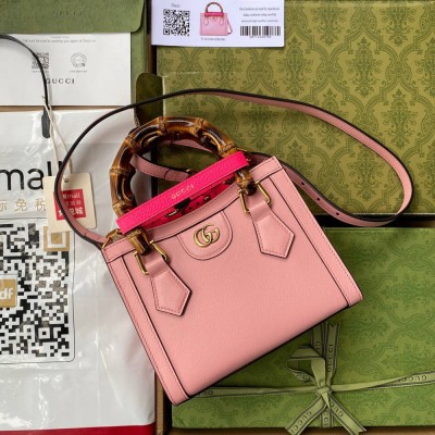 Gucci Diana Mini Tote Bag in Pink Leather