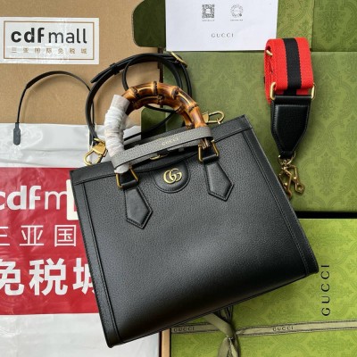 Gucci Diana Small Tote Bag in Black Calfskin