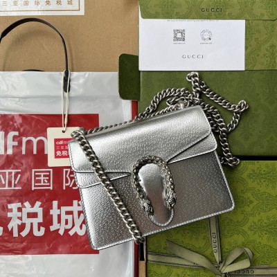 Gucci Dionysus Mini Bag in Silver Metallic Leather