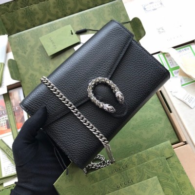 Gucci Dionysus Mini Chain Wallet in Black Leather