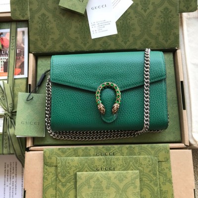 Gucci Dionysus Mini Chain Wallet in Green Leather