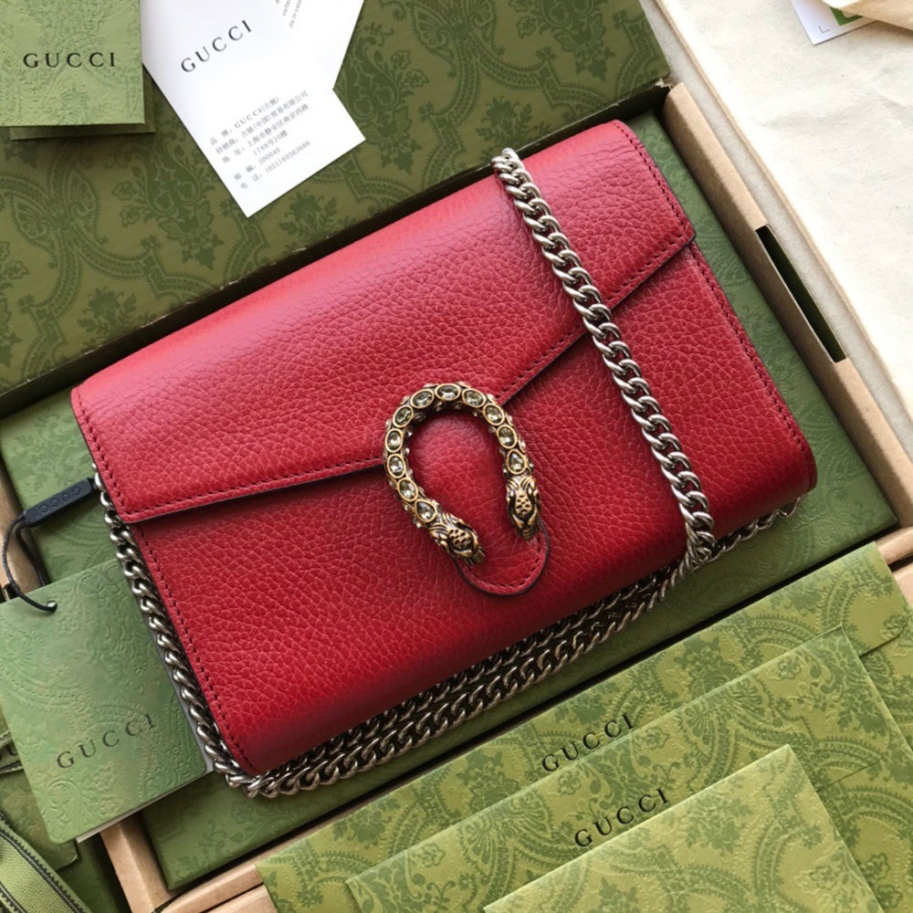 Gucci Dionysus Mini Chain Wallet in Red Leather