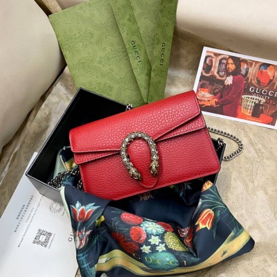 Gucci Dionysus Super Mini Bag in Red Grained Leather